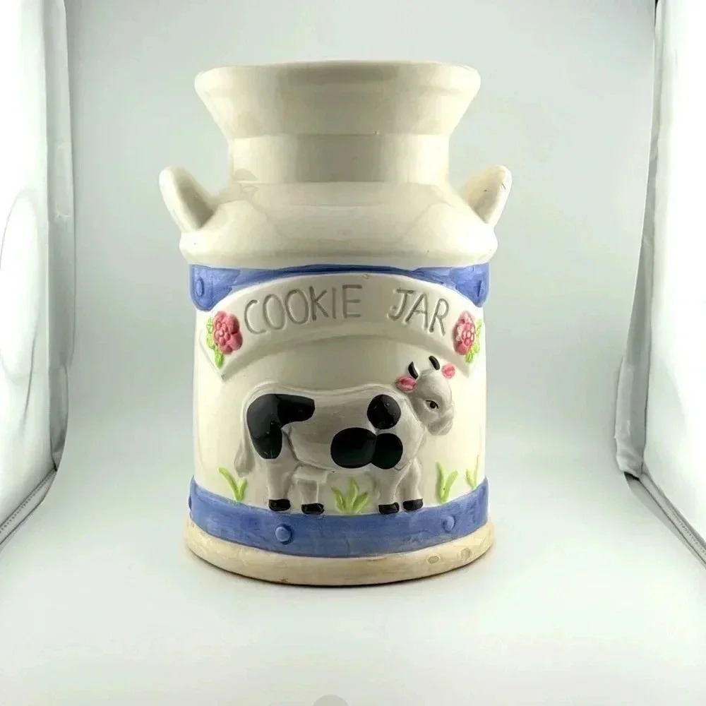 10” Vtg Old Fashion Farmhouse Country Style Ceramic Cookie Jar 3D Milk Can